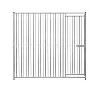 Dog Run Panels With Door Galvanised Steel Kennel Heavy Duty Walk In Animal Enclosure Pen Fence Playpen Outdoor Support Bar 5cm Bar Spacing 1.84m x 2m Modular FREE Ground Fixing Brackets & Fixing Kit