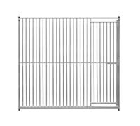 Dog Run Panels With Door Galvanised Steel Kennel Heavy Duty Walk In Animal Enclosure Pen Fence Playpen Outdoor Support Bar 5cm Bar Spacing 1.84m x 2m Modular FREE Ground Fixing Brackets & Fixing Kit