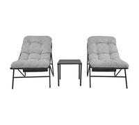 Garden Bistro Set Grey 3 Piece Outdoor Patio Balcony Furniture 2