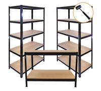 MonsterShop 3 X 90Cm Black Metal Racking Units & Workbench