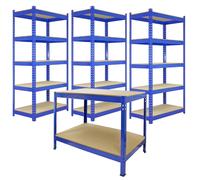 MonsterShop 3 x 90cm Q-Rax Blue Metal Racking Units & Workbench 7001 (3) #7003
