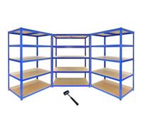 MonsterShop 3 X Garage Shelving/extra Large Shed Racking Unit 120Cm Wide X 60Cm Deep X 180Cm High T-Rax + Free Rubber Mallet