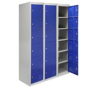 MonsterShop 3 X Metal Storage Lockers - Six Doors, Blue - Flatpack