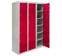 Monstershop 3 x Metal Storage Lockers - Six Doors, Red - Flatpack