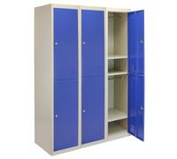 Monstershop 3 x Metal Storage Lockers - Two Doors, Blue - Flatpack Monstershop Blue