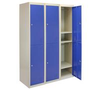 Monstershop 3 x Metal Storage Lockers - Two Doors, Blue - Flatpack