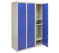 MonsterShop 3 x Blue 2 Door Metal Storage Lockers, Red & Grey Steel Lockable Unit, Staff Gym School Changing Room Blue