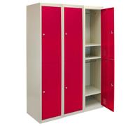 Monstershop 3 x Metal Storage Lockers - Two Doors, Red - Flatpack
