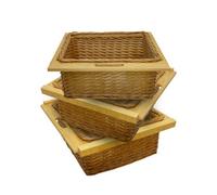 MonsterShop 3 X Pull Out Wicker Basket Drawer 600mm Kitchen Storage Solution 100% Handmade Rattan Free Fixing Kit