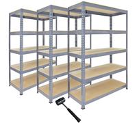 Monstershop 3 X Q-Rax Grey Metal Racking Units 120 X 50 X 180Cm In Blue Blue