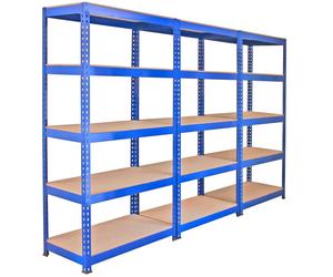Monstershop 3 X Q-Rax Metal Racking Units 90 X 50 X 180Cm Blue Blue One Size