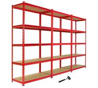 Monstershop 3 X Z-Rax Metal Racking Unit Red 90Cm & Free Mallet Red One Size