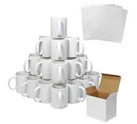 36 Sublimation Mugs White 11oz 325ml Polymer Coated Cup Blank AAA Grade Ceramic Personalised Heat Press Printing Transfer Cardboard Presentation Box Dishwasher Microwave Safe Free Sublimation Sheets
