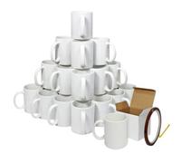 MonsterShop 36 White Sublimation Mugs With Boxes & Heat Tape Roll