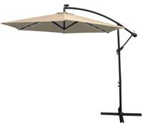 Monster Shop Beige 3m LED Cantilever Parasol, Cream