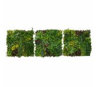 MonsterShop 3Pcs Artificial Plant Wall Panel 100 X 100Cm Cassia Living Foliage Green Tiles Indoor Outdoor Weather & Uv Resistant