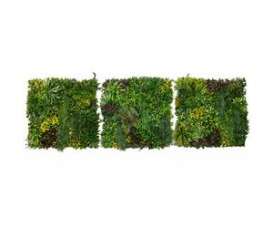 MonsterShop 3Pcs Artificial Plant Wall Panel 100 X 100Cm Cassia Living Foliage Green Tiles Indoor Outdoor Weather & Uv Resistant