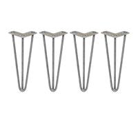 Monstershop 4 X 12" Hairpin Legs - 3 Prong - 10Mm - Raw Steel In Silver Silver