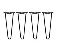 Monster Shop Hairpin Legs/Hair Pin Legs Set SkiSki Legs Furniture Desk Bench Chair Table 14" 2 Prong 10mm Black Steel & Protector Feet…