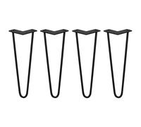 SkiSki 4 x 14" Hairpin Legs - 2 Prong - 10mm - Black