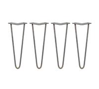 4 x Hairpin Legs/Hair Pin Legs Set SkiSki Legs Furniture Desk Bench Chair Table 14" 2 Prong 10mm Raw Steel & Protector Feet…
