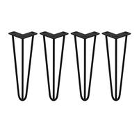 SkiSki 4 x 14" Hairpin Legs - 3 Prong - 10mm - Black