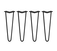 SkiSki 4 x 16" Hairpin Legs - 2 Prong - 10mm - Black
