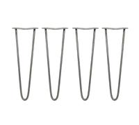 Monstershop 4 X 16" Hairpin Legs - 2 Prong - 10Mm - Raw Steel In Silver Silver