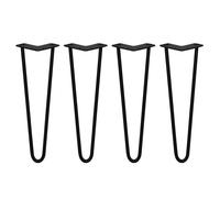 SkiSki 4 x 16" Hairpin Legs - 2 Prong - 12mm - Black