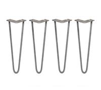 Monstershop 4 X 16" Hairpin Legs - 2 Prong - 12Mm - Raw Steel In Silver Silver