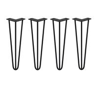 SkiSki 4 x 16" Hairpin Legs - 3 Prong - 10mm - Black