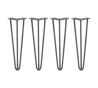 Monstershop 4 X 16" Hairpin Legs - 3 Prong - 10Mm - Raw Steel In Silver Silver