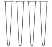 Monstershop 4 X 28" Hairpin Legs - 2 Prong - 10Mm - Raw Steel In Silver Silver
