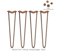 SkiSki 4 x 28" Hairpin Legs - 2 Prong - 12mm - Antique Copper