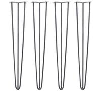Monstershop 4 X 28" Hairpin Legs - 3 Prong - 10Mm - Raw Steel In Silver Silver