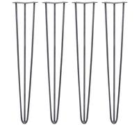 Monstershop 4 x 28" Hairpin Legs - 3 Prong - 10mm - Raw Steel in Silver Monstershop Silver