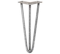 SKISKI LEGS 4 x Hairpin Legs / Hair Pin Legs Set Furniture Desk Bench Chair Table 12" 3 Prong 12mm Raw Steel & Protector Feet