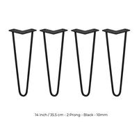 MonsterShop 4 X Hairpin Leg - 14 - Black - 2 Prong - 10M