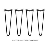 MonsterShop 4 X Hairpin Leg - 16 - Black - 2 Prong - 10M