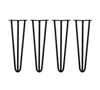 SkiSki 4 x 16" Hairpin Legs - 3 Prong - 12mm - Black