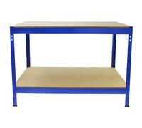 4 Bay 180cm x 90cm x 45cm Blue 5 tier (280KG Per Shelf) 1400KG Capacity | With 1 x Workbench | Garage Shed Storage Metal Shelving Units