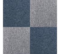 Carpet Tiles Commercial Hard Wearing Heavy Duty Domestic Premium Office Home Flooring 50cm x 50cm Red Black Blue Sand Grey (Storm Blue & Platinum Grey)