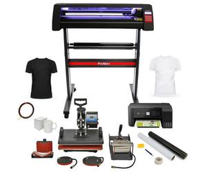 MonsterShop 5 In 1 Heat Press With Led Lit Vinyl Cutter, Printer And Accessories Complete Business Start Up Sublimation Bundle Kit