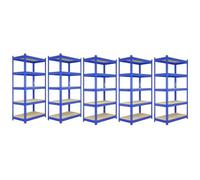 MonsterShop 5 Q-Rax Garage Racking Shelving Storage Heavy Duty Shelves Industrial Solutions, 200Kg Per Shelf, 90Cm