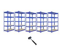 5 x Q-Rax Blue Metal Racking Units 90 x 50 x 180cm - 5 tier storage bay garage and warehouse storage