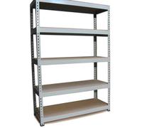 MonsterShop 5 X Q-Rax Garage Storage Unit Grey 120Cm Wide 5 Tier Shelving Garage Racking Bay