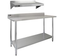 MonsterShop 5ft Stainless Steel Catering Bench & 2 x Wall Mounted Shelves