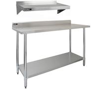 Monstershop 5Ft Stainless Steel Catering Bench & 2 X Wall Mounted Shelves In Silver Silver
