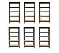 MonsterShop 6 Garage Storage Racks Heavy Duty Shelving Unit, Black, 75Cm X 150Cm X 30Cm