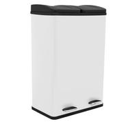 MonsterShop 60L Dual Compartment Pedal Bin In White